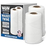 Waxed 100% Polyester White Twine/Cord | 1005 feet (335 Yards) x 2 Rolls | 9-ply | 115-Pound Loop Strength Cable Tie Down Lacing