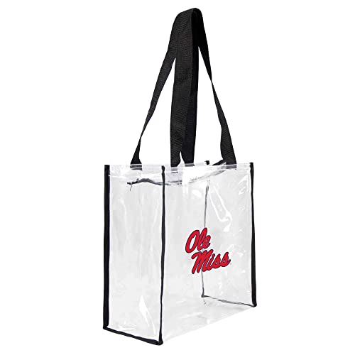 Littlearth NCAA Mississippi Ole Miss Rebels Clear Square Stadium Tote, Team Color, 11.5" x 5.5" x 11.5"