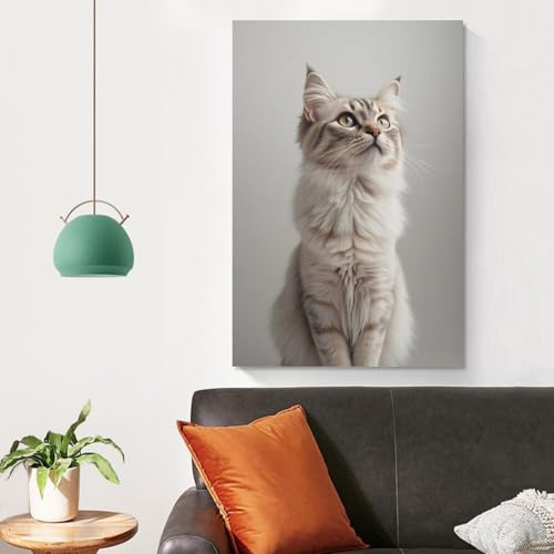 Lienzo decorativo de gato con pelaje claro y bigotes 4
