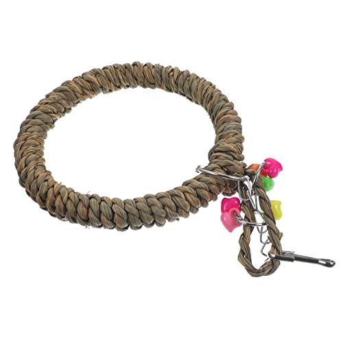 BELLIFFY Bird Swing for Cockatiel Hanging Parrot Perch Ring Cute Seagrass Design Durable Climbing Bird Swing for Home Decor