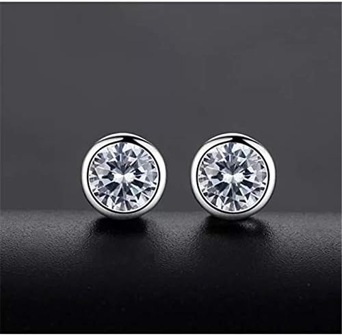 18K White Gold Plated Classic Solitaire Stud Earring 925 Sterling Silver Earrings, 5A Premium Simulated Diamond Stones - Image 4