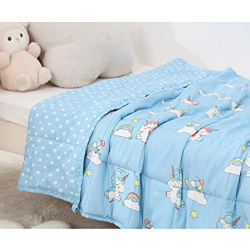 Alomidds Weighted Blanket (41"X60" 7Lbs, Blue), Weighted Blankets For Kids, Cooling Breathable Soft Cute Heavy Blanket Microfiber Material With Glass Beads #TOP4