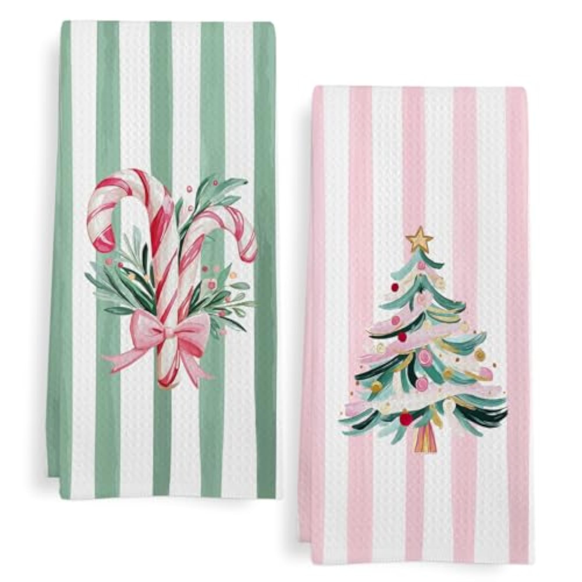 Preppy Christmas Tree Kitchen Towels Set of 2