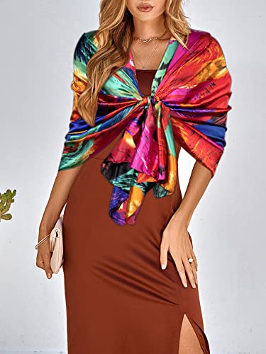 Bestshe Silk Feeling Long Scarf Fashion Floral Large Scarf Satin Shawl Wraps for Women with Gift Packed2