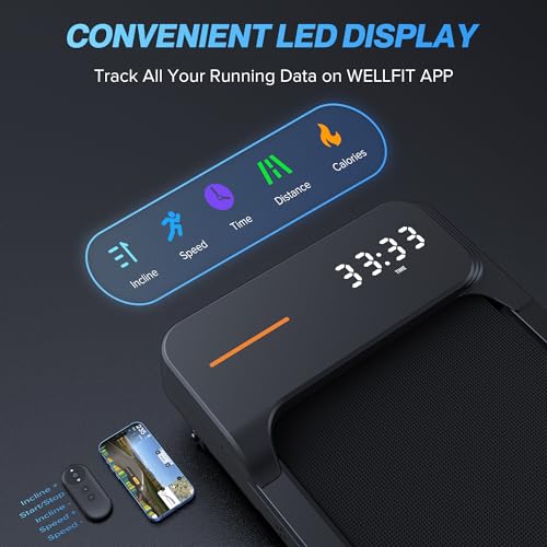 wellfit 10 incline walking pads with handle bar for home office apartment small under desk treadmills with hiking climbing mode for efficient fat-burn works for appsmute remote 360 lbs capacity