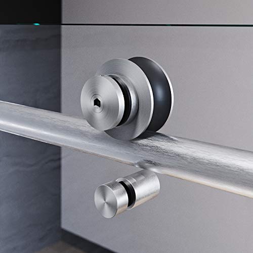 Elegant 60 In. W X 72 In. H Frameless Sliding Shower Door, 3/8 In. Clear Glass Shower Enclosure With Handle, Brushed Stainless Steel #TOP7