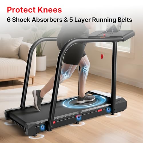 Image of Yesoul Walking Treadmill for Seniors with Long Handrails - 4 Major Safety Protections, Emergency Stop Button, Treadmill for Home 300 lbs Capacity, Recovery Walking Machine with LED Display
