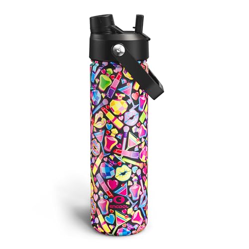 Image of ENCOOL Insulated Water Bottle with Straw Stainless Steel Water Bottle, Leak-Proof, BPA-Free, Double Wall Vacuum Keeps Cold for 24 Hours for Sports, Travel, School (26 oz, Cosmetic Party)