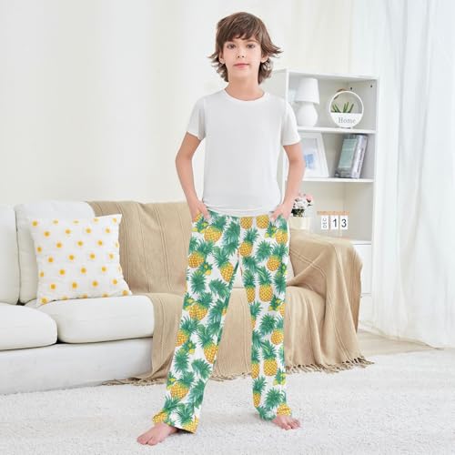 Boys' Pants Pineapple Fruit Green Long Bottoms Jogger Pants Elastic Waist Trousers with Pockets S-XL3