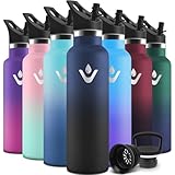 Motswedi Botella Termica, 750ml Doble Aislamiento, Botella Agua Termica, Termo Sin BPA, Cantimplora Infantil, Reutilizable, Cantimplora para Deporte, Viaje, Escuela, Exterior, Azul Oscuro-Negro