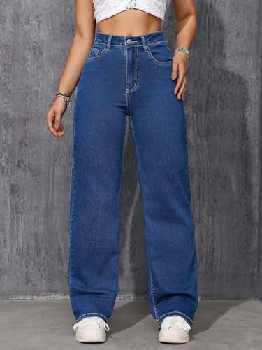 Image of KOTTY Women's High-Waist Button Relaxed Fit Casual Ankle Length Stylish Jeans