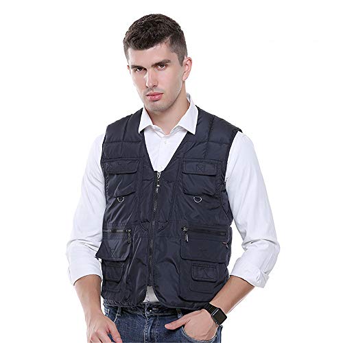 CHUDAN Chaqueta Calefacción Eléctrica Chaleco Calefactor De Carga USB para Hombres Damas, Chaleco De Invierno Chaleco Lavable De Calentamiento con 3 Temperaturas Opcionales,Azul,XXXL