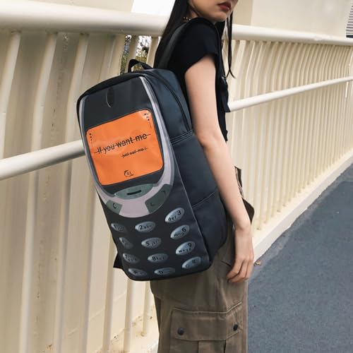 Teclado Fashion Backpack Personality Spoof Mobile Phone Style Casual Vintage Bookbags Lightweight Travel Daypacks (Black)2