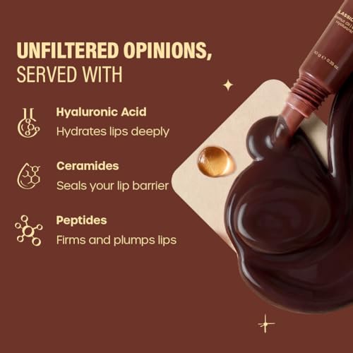 Image of Plum BodyLovin' Kaapi Tiramisu Glassic Lip Balm | Espresso Brown Gloss Tint | Hydrating Lip Balm with Hazelnut Oil, Ceramides & Hyaluronic Acid | Moisturizes Dry & Chapped Lips | 10 g