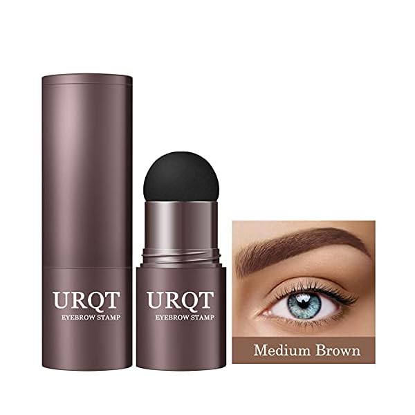 URQT One Step Eyebrow Stamp Shaping Kit - Eyebrow Powder Stamp Makeup with 10 Reusable Eyebrow Stencils Eyebrow Razor and Eyebrow Pen Brushes, Long Lasting Buildable Eyebrow Makeup (Medium Brown)