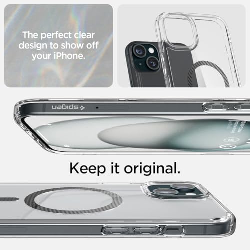 Image of Spigen Ultra Hybrid MagFit Back Cover Case for iPhone 15 /14 /13, MagSafe Compatible, Air Cushion Technology - PC+TPU | Carbon Fiber