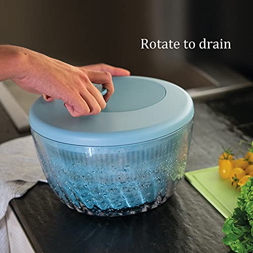 Dryer Spinning Strainer With Handle, Manual Salad Spinner, Serving Bowl To Wash, Dry, Serve Lettuce, Vegetables, Fruit, Clean Healthy Produce Kitchen #TOP3