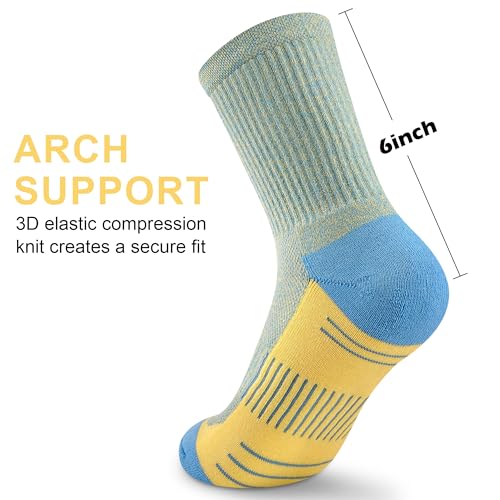 Image of Crew Socks Women Athletic Hiking Running Cushioned Compression Socks 3-5 Pairs