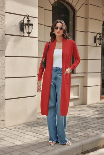 Image of GRACE KARIN Essential Solid Open Front Maxi Long Knitted Cardigan Sweater for Women