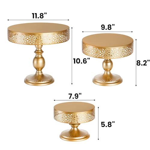 Peohud 10 Pieces Gold Cake Stand, Metal Round Cupcake Tower, Decorative Dessert Fruit Candy Display Plate for Wedding, Anniversary, Birthday Party, Celebration, Outdoor