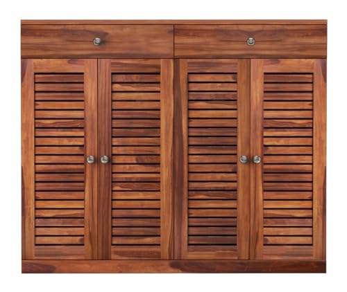 Image of The Attic Lisbon Shoerack Honey, Shoe Storage Cabinet for Home, Shoe Rack with Seat & Door, Shoe Organizer, Shoe Rack for Home, Honey Matte Finish