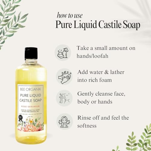 Image of Rose Geranium Liquid Castile Soap 300ml Geranium