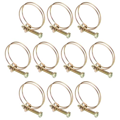 Image of sourcing map 10pcs Adjustable Double Wire Hose Clamp 42-46mm Carbon Steel Wire Hose Clips Pipe Tube Clamps for Dust Collection Rubber PVC Pool Pump Hose