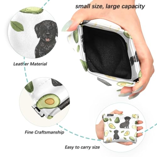 Münzgeldbörse im Hunde- und Avocados-Stil, Kleingeldfach, PU-Leder, Mini-Geldbörse, Münzfach für Damen, Mädchen, Herren