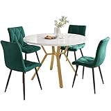 【Solución completa para ahorrar espacio con carácter】: este juego de mesa de comedor con 4 sillas ofrece la solución perfecta para comedores compactos con su forma redonda (100 cm de diámetro), con un estilo distintivo. Ideal para cualquier persona que quiera llenar su cocina o comedor con personalidad.
