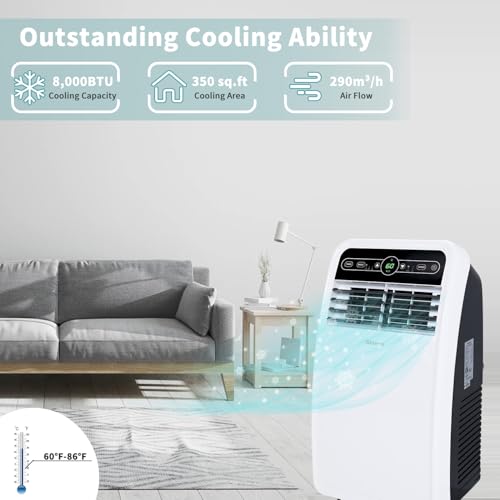 Shinco 8,000 BTU Portable Air Conditioner, AC Unit with Built-in Cool, Dehumidifier & Fan Modes for Room up to 350 sq.ft - Additional View