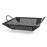 Facile da usare - Le maniglie curve abilitazione portando il cesto griglia con facilità, oltre i Bakes raddoppia come una pentola Wok a mescolare e friggere tritate pollo, manzo, ali e altri alimenti simili, niente top sapore barbecue fumoso.