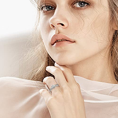 Fine Jewelry Ring Round Hearts Arrows Cut Diamond Silver Ring Ring Six Diamond Ring Women's Engagement Handwear Giv302 #TOP3