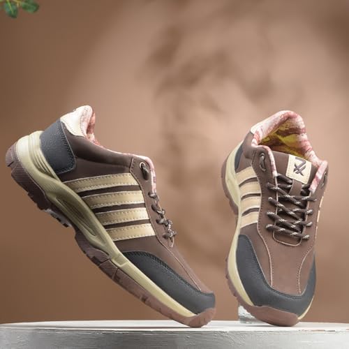 Image of Liberty Leap7x COLUMBIA6E Men Sports Trekking Shoes - Brown & Olive Green | Comfortable and Durable Lace-Up Closure - Suitable for Lacing Running, Gym, Jogging and Outdoor Shoes for Man