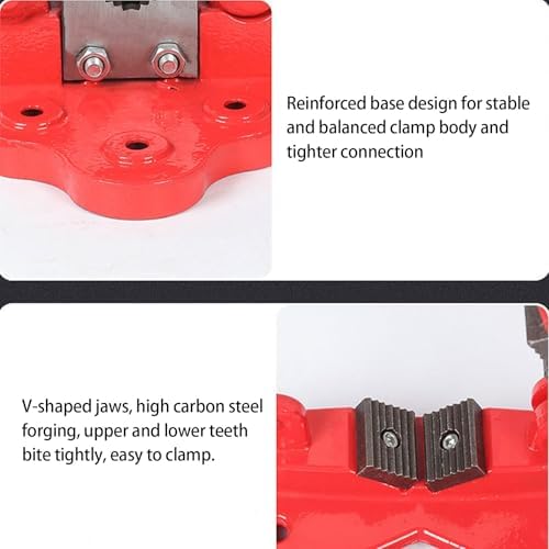 Heavy Duty Pipe Clamp Tool - Forged Pipe Vise with Non-Slip T-Handle for Stable Metal Pipe Fixing, Clamping, Cutting & Screwing (Small Size)