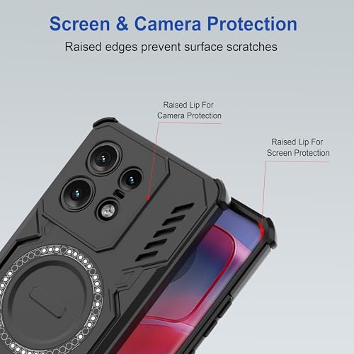 Image of Zapcase Back Case Cover for Motorola Edge 50 Pro 5G | Magnetic Case with Built-in Metal Ring | Supports MagSafe Charger, Wallet & Car Mount | Shockproof Hybrid PC + TPU | Black