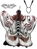 BOARDFEB 3 Pcs Moth Butterfly Wings Cape Adult Costume Halloween Butterfly Wings Butterfly Shawl Moth Wings Moth Cape Butterfly Costume Accessory with Feather Headband Lace Mask for Women Girl