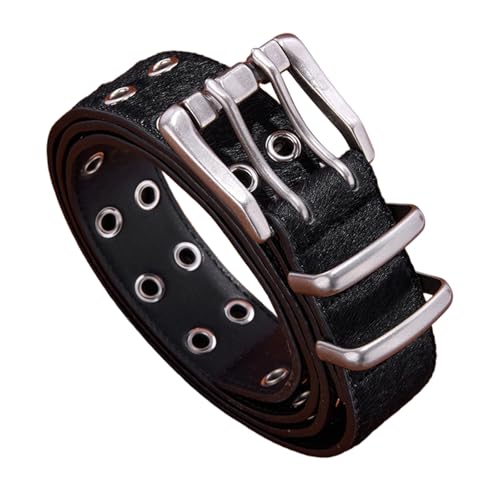 Casual Work Belts for Men, Double-Pin Buckle Genuine Full Grain Leather Belt for Jeans, Mens Gifts