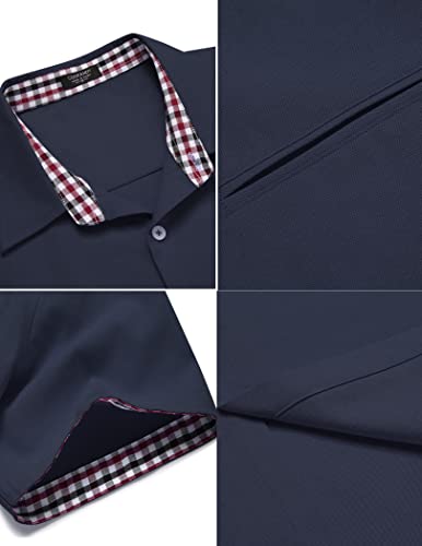 COOFANDY Camisa masculina de algodão cambraia trabalho Oxford tecido camisa abotoada para homens, Az