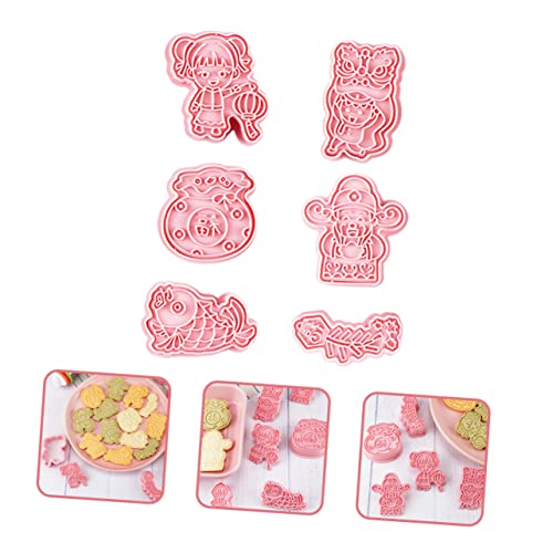 Wooneky 6Pcs Biscuit Mold Homemade Cookies Chocolate Biscuit Cookie Stamps Embossing Cookie Cutters Animal Embossing Cutters Chinese Biscuit Press New Year Baking Molds 3D Biscuit Molds #TOP5