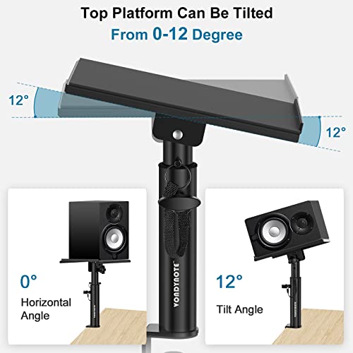 Vondynote Studio Monitor Stands Pair Heavy Duty Desk Clamp Speaker Stands With Adjustable Tilt Angle Tray Of 0-12 ° #TOP4