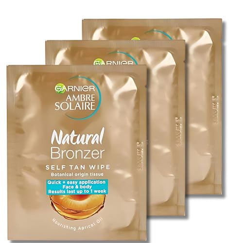 Ambre Solaire Natural Bronzer Self-Tan Wipes, Pack of 3 – Achieve a Natural, Sun-Kissed Glow with Effortless Application and Convenient, Easy-to-Use Tanning Wipes for a Streak-Free, Radiant Tan