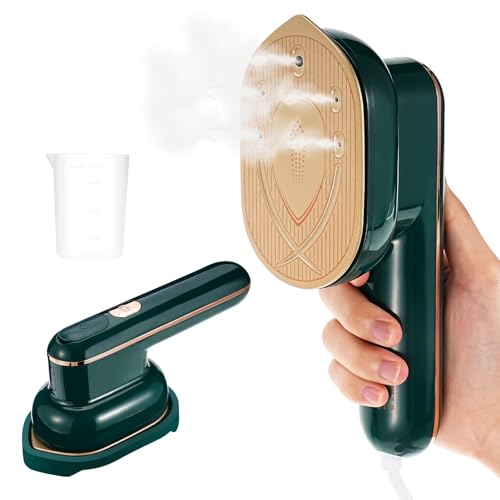 Mini Plancha Ropa Viaje, Wikay Micro Portátil Plancha Vertical Vapor/Cepillo de vapor/Planchas de Ropa Viaje Portatil Elimina Arrugas, Olores y Desinfectar, Bbueno para el Hogar y los Viajes (Verde)