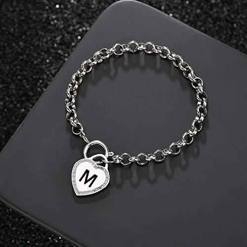 Image of CaleesLLC Letter A to Z Initial Charm Bracelet Adjustable Stainless Steel Anklet Personalized Wrist Link for Women
