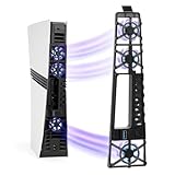 PS5 Pro/PS5 Slim 冷却ファン プレステ5 アクセサリー 熱対策 ps5 スリム ps5プロ LEDライト付き+USB 3.0ポート増設 低騒音 自動温度検知 プレステ5全新型対応（ディスク/デジタル版両用）
