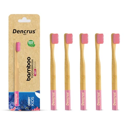 Image of Orby Kids Bamboo Toothbrush for Kids (Pack of 5) | Natural & Eco Friendly Oral Care | Soft Bristles Toothbrush for Toddler & Kid Dental Care | Organic Bamboo Handle - Pink