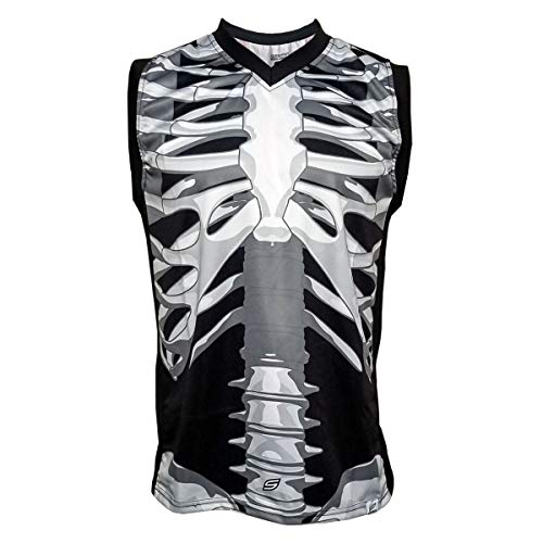 Social Paintball Sleeveless Jersey, Skeleton Bones with Mesh Sides (Medium)
