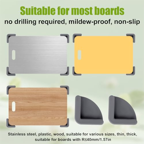 4 piezas de pies antideslizantes de silicona para tabla de cortar, almohadillas estabilizadoras removibles y absorbentes de impactos para protección de encimeras de cocina, regalo ideal para mudanza miniatura 3