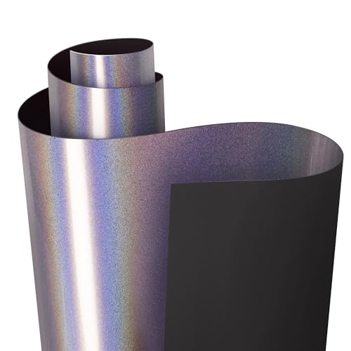 Lypumso Cast Vinyl Rainbow Laser Silver Car Wrap, Holographic Metallic Sparkle Vehicle Sticker Decal Film Sheet, Self-Adhesive Diy Paint Replacement Wrap Roll 1Ft X 10Ft