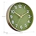 Roymnie Wall Clock Green, 10 Inch Silent Wall Clocks Battery Operated-Modern Non Ticking Analog Clock Decorative for Kitchen Bedroom Office Bathroom(Gold)