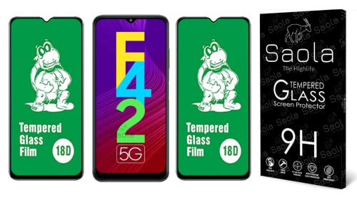 Image of Saola 18D Tempered Glass With Inbuilt AirBag Borders For Samsung Galaxy F42 5G (Pack Of 2) with Free Installation Kit. Full screen Coverage - 6.6 inch